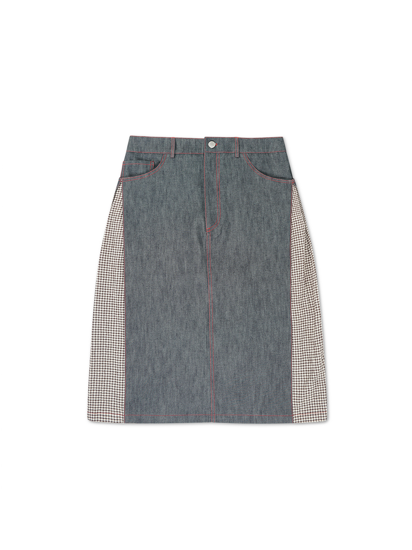 This Uniform Denim Pleat Skirt Blue