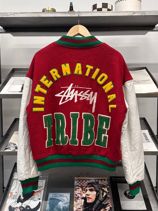 1990 Stüssy International Tribe Varsity Jacket Red