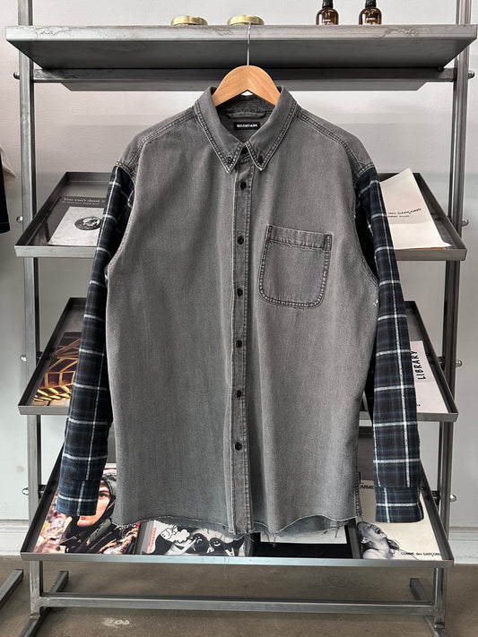 2018 Balenciaga Hybrid Flannel Denim Jacket