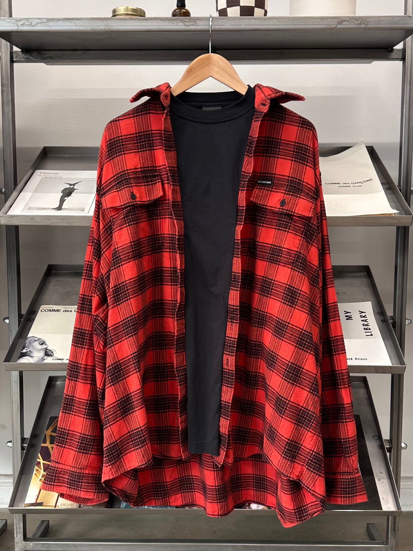 2022 Balenciaga Layered T-Shirt Flannel Shirt